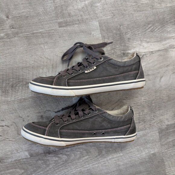 Taos Moc Star Canvas Women's 7.5 Graphite Gray Lace Up Low Top Casual Sneakers - Picture 6 of 9
